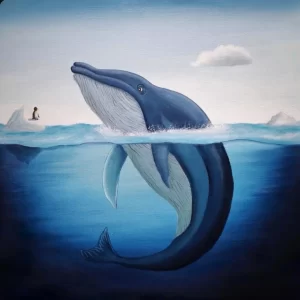Sinivalas ja pingviini, 40x40cm