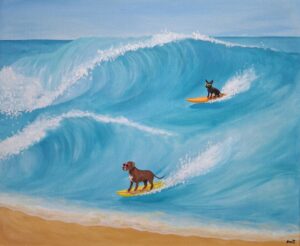 Surffaavat koirat, 54x65cm