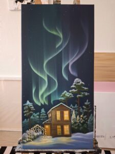 Revontulia, 40x80cm öljy kankaalle