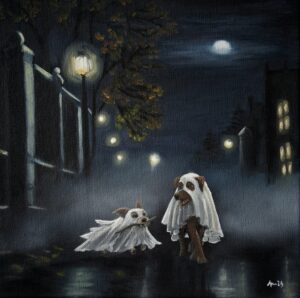 'The boo crew' 30x30x2cm öljy kankaalle